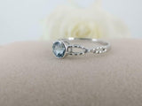 1ct Round Blue Aquamarine Engagement Ring Bezel Set Solitaire 14k WhiteGold Over