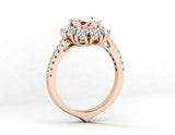 2ct Oval Cut Morganite Floral Cluster Halo Engagement Ring 14k Rose Gold Finish