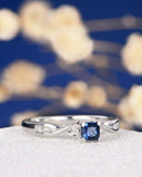 0.5ct Princess Cut Blue Sapphire Engagement Ring 14k White Gold Finish Solitaire