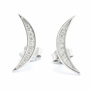 1.5ct Round Cut Diamond Celestial Moon Design Stud Earrings 14k WhiteGold Finish