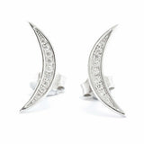 1.5ct Round Cut Diamond Celestial Moon Design Stud Earrings 14k WhiteGold Finish