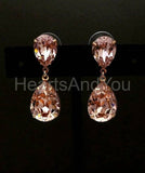 2ct Pear Cut Simulated Morganite Teardrop Drop Earrings 14k Yellow Gold Plated