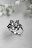 0.5ct Round Cut Diamond Engagement Ring Flower Statement 14k White Gold Finish