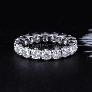 3ct Round Cut Moissanite Full Eternity Women Wedding Band 14k White Gold Plated