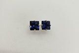 1ct Stud Earrings Princess Cut Blue Sapphire Solitaire 14k White Gold Finish