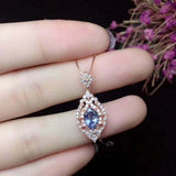 2.3ct Blue Tanzanite Pendant Oval Cut Cocktail Halo 14k RoseGold Finish NO CHAIN