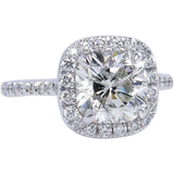 2.5Ct Cushion Cut VVS1/D Diamond Accent Halo Engagement Ring 14K White Gold Over