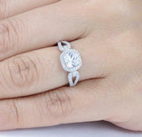 2.4ct Cushion Cut Diamond Engagement Ring Split Shank Halo 14k White Gold Finish