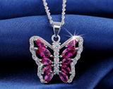 5ct Marquise Cut Pink Ruby Pendant Butterfly Design 14k White Gold Over NO CHAIN