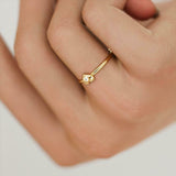 Dainty Minimalist Engagement Ring 0.09ct Round Cut Diamond 10k YellowGold Finish