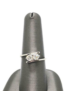 2Ct Round Cut Diamond Stylish Two Stone Engagement Ring 14K White Gold Finish