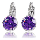 2.5Ct Round Cut Purple Amethyst Diamond Elegant Drop Earring 14K White Gold Over