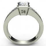 2ct Emerald Cut Diamond Bezel Channel Engagement Ring In 14k White Gold Finish