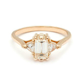 1.3ct Emerald Cut Diamond Engagement Ring 14k Yellow Gold Over Trilogy Solitaire