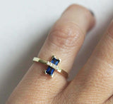 1ct Baguette Blue Sapphire Stylish Diamond Top Solitaire 14k Yellow Gold Finish