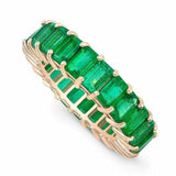 6.5ct Green Emerald Full Eternity Wedding Band 14K White/Rose/Yellow Gold Finish