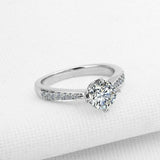 2ct Round Cut Diamond Heart Prong Solitaire with Accent Ring 14k White Gold Over