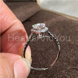 1.2ct Heart Cut Simulated Diamond Halo Engagement Ring 14k White Gold Plated