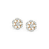 1ct Stud Earrings Round Cut Diamond Floral Cluster Design 14k Rose Gold Finish