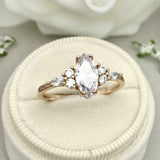 1.4ct Engagement Ring Marquise Cut Diamond Solitaire Petite 14k Yellow Gold Over