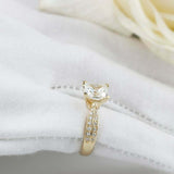 2.5ct Princess Diamond Engagement Ring Two Row Round Accent 14k Yellow Gold Over