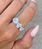 2ct Heart Simulated Diamond Three Stone Engagement Ring 14k White Gold Plated