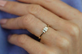 1.4ct Baguette Cut Diamond Engagement Ring Minimalist 14k Yellow Gold Finish