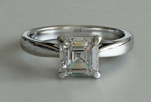 0.5ct Asscher Cut Diamond Engagement Ring 4 Prong Solitaire 14k WhiteGold Finish