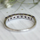 2Ct Round Cut Purple Amethyst Half Eternity Wedding Band 14K White Gold Finish