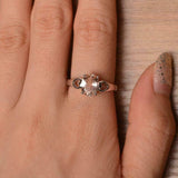 1ct Engagement Ring Oval Cut Morganite Heart Valentine Gift 14k WhiteGold Finish