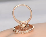 2ct Round Peach Morganite Art Deco Trio Set Engagement Ring 14k Rose Gold Finish