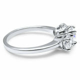 2.3ct Round Cut Diamond Engagement Ring Trilogy Solitaire 14k White Gold Finish