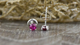 1ct Round Cut Pink Ruby 4 Prong Solitaire Stud Earrings 14k White Gold Finish