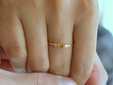 0.6ct Engagement Ring Baguette Cut Yellow Citrine Trilogy 14k Yellow Gold Finish