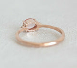 1ct Oval Cut Peach Morganite Engagement Ring 14k RoseGold Finish Diamond Trilogy