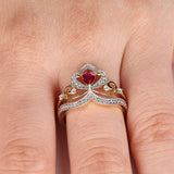 3ct Pear Cut Pink Ruby Engagement Ring 14k Yellow Gold Finish Queen Crown Bridal