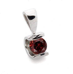 1ct Round Cut Red Garnet Unique Design Pendant 14k White Gold Finish NO CHAIN