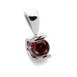 1ct Round Cut Red Garnet Unique Design Pendant 14k White Gold Finish NO CHAIN