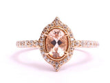 2ct Engagement Ring Oval Cut Peach Morganite Diamond Halo 14k Rose Gold Finish