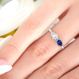 0.25ct Pear Cut Blue Sapphire Engagement Ring 14k White Gold Finish Solitaire