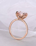 3Ct Princess Peach Morganite Diamond Accents Solitaire Ring 14K Rose Gold Finish