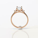 Solitaire Trilogy Engagement Ring 1.7ct Round Cut Diamond 14k Rose Gold Finish