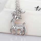 1Ct Round Diamond Cute Dainty Deer Antler Pendant 14K White Gold Finish NO CHAIN