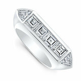 5Ct Asscher Trillion Cut Diamond Art Deco Engagement Ring 14K White Gold Finish