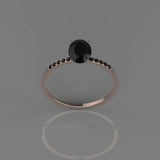 1.25ct Oval Black Diamond Engagement Ring Accents Solitaire 14k Rose Gold Finish