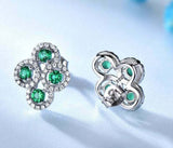 3.5ct Stud Earrings Round Cut Green Emerald Cocktail Halo 14k White Gold Finish