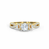 1.6ct Engagement Ring Round Cut Diamond Split Shank Design 14k YellowGold Finish