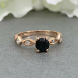 Accents Solitaire Engagement Ring 1.2ct Round Black Diamond 14k Rose Gold Finish