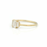 2.3ct Emerald Cut Diamond Classic Trilogy Engagement Ring 14k Yellow Gold Finish