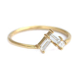 0.5ct Baguette Cut Diamond Wedding Band 14k Yellow Gold Finish Curved Minimalist